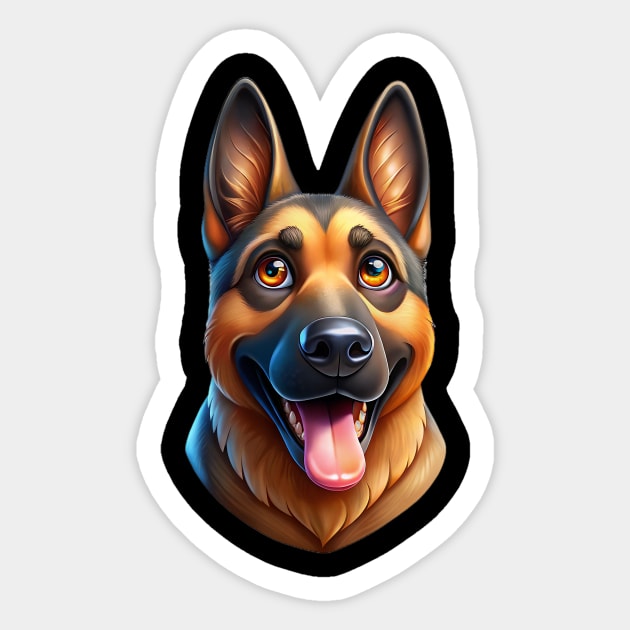 Happy German Shepherd Dog Illustration Sticker by IamActiveDog